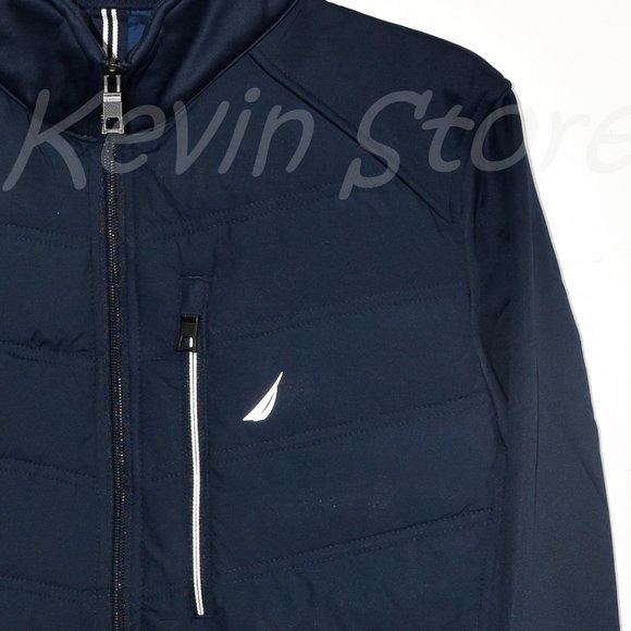 Nautica Men's Mix Media Jacket BLue - Picture 3 of 8